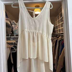 Altar'd State Cream Embroidered Tank Top